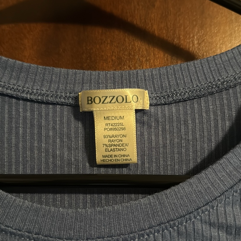 Blue Long Sleeve Ribbed Top - Picture 2 of 3